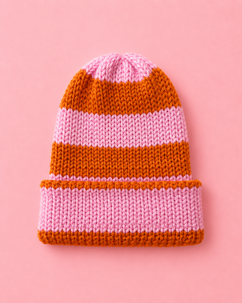 Pink and Orange Stripped Beanie