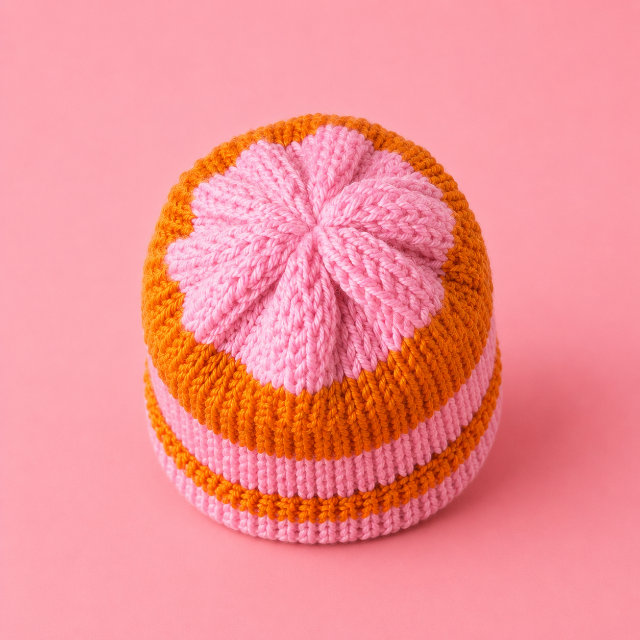 Pink and Orange Stripped Beanie