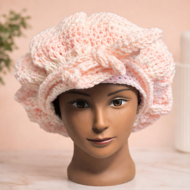 Cozy Satin-Lined Bonnet (Pink/White)