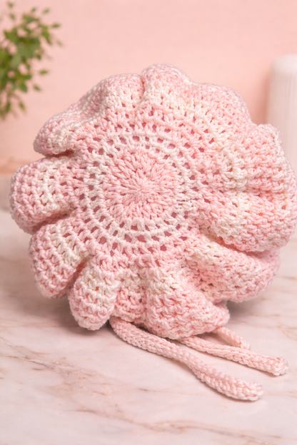 Cozy Satin-Lined Bonnet (Pink/White)