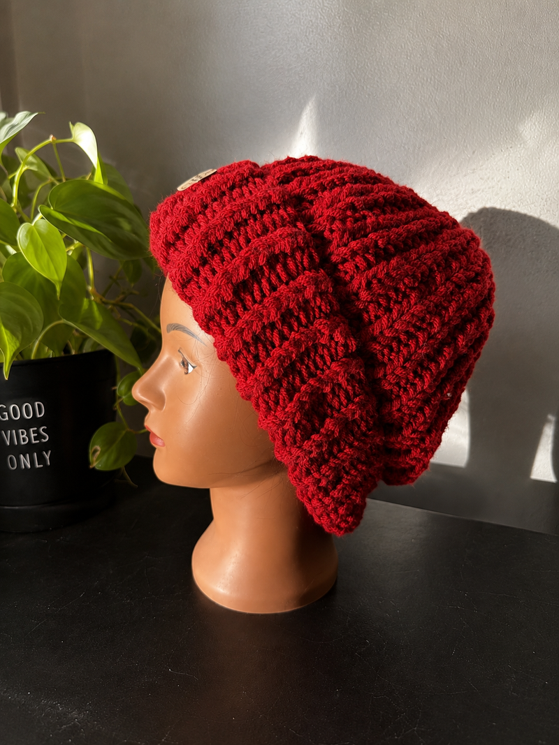 Red Chunky Knit Beanie